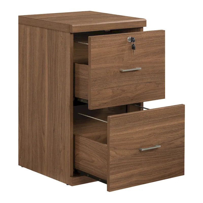 2-Drawer Vertical File Cabinet with Locking Top Drawer & Wood Grain Finish, Black / Espresso / Natural / White, Modern Style