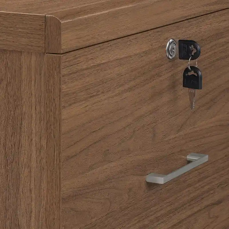 2-Drawer Vertical File Cabinet with Locking Top Drawer & Wood Grain Finish, Black / Espresso / Natural / White, Modern Style