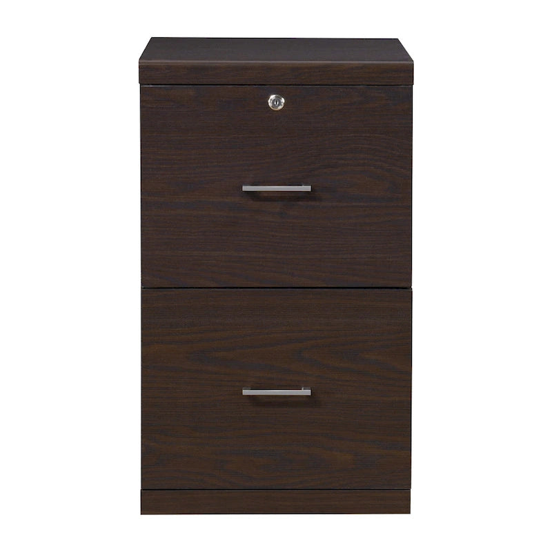2-Drawer Vertical File Cabinet with Locking Top Drawer & Wood Grain Finish, Black / Espresso / Natural / White, Modern Style
