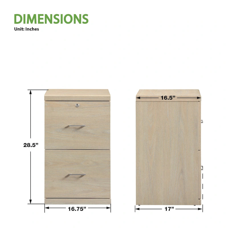2-Drawer Vertical File Cabinet with Locking Top Drawer & Wood Grain Finish, Black / Espresso / Natural / White, Modern Style