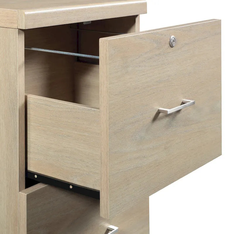 2-Drawer Vertical File Cabinet with Locking Top Drawer & Wood Grain Finish, Black / Espresso / Natural / White, Modern Style