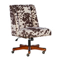 Adjustable Height Office Chair with Cow Print Upholstery & Nail-Head Trim, White / Brown / Black, Eclectic Style – 1 Person