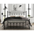 Metal Platform Bed with Slatted Headboard & Footboard, Black / White / Brown / Gold, Victorian Style – Twin / Full / Queen / King