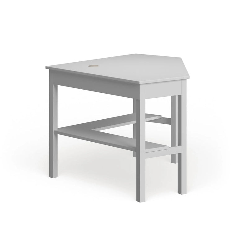 Corner Desk with Pull-Out Keyboard Tray & Lower Shelf, White, Classic Style