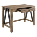 Writing Desk with Storage Drawer, Built-In USB & AC Outlets, Brown Wood Finish, Industrial Style