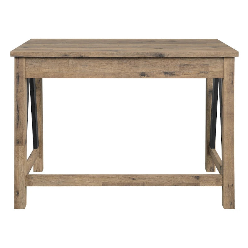 Writing Desk with Storage Drawer, Built-In USB & AC Outlets, Brown Wood Finish, Industrial Style