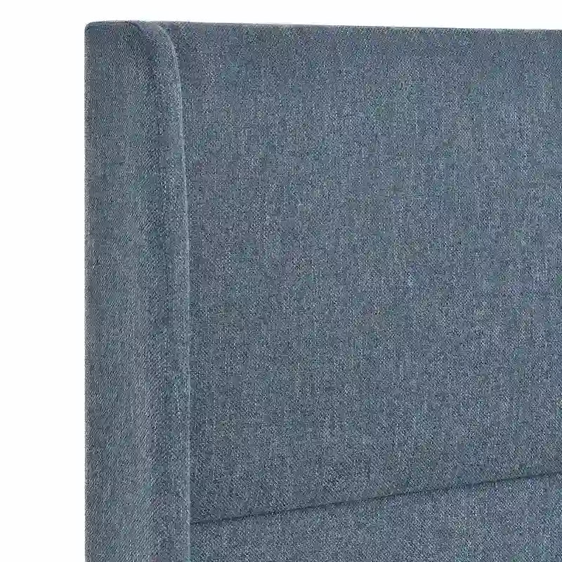 Upholstered Wingback Platform Bed with Gold-Black Cone Legs, Beige / Gray Velvet, Modern Style – Queen / King