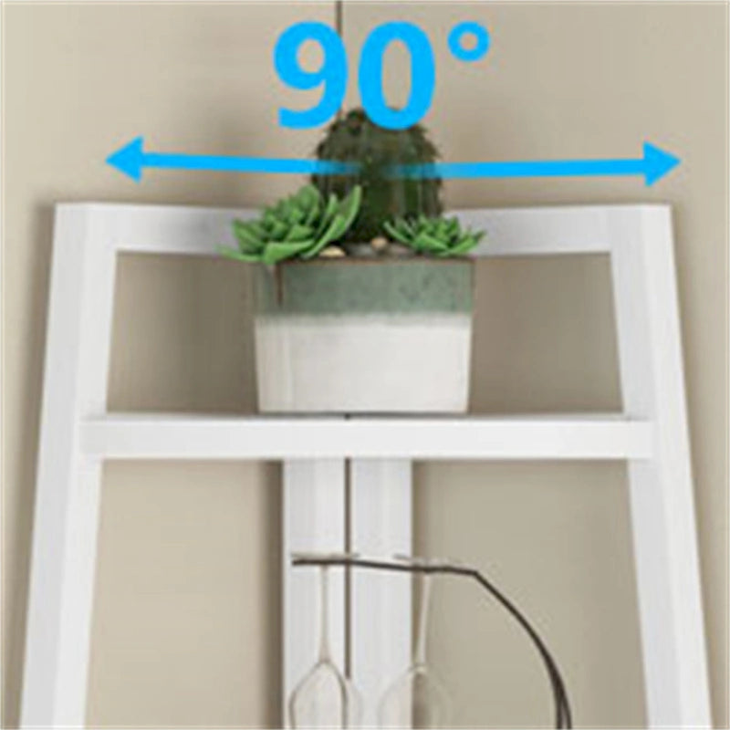 5-Tier Corner Shelf Storage Tower with Metal Frame & Round Edges, Brown / White / Black / Gold, Modern Style