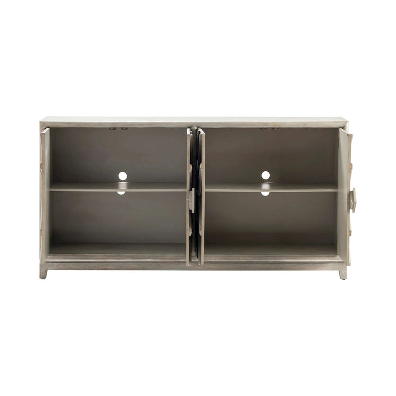 4-Door Diamond Pattern Sideboard, Medium Grey Oak, Modern Style