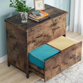 2-Drawer Lateral File Cabinet with Full-Extension Slides & Adjustable Feet, Brown / Black / Multi, Rustic Style