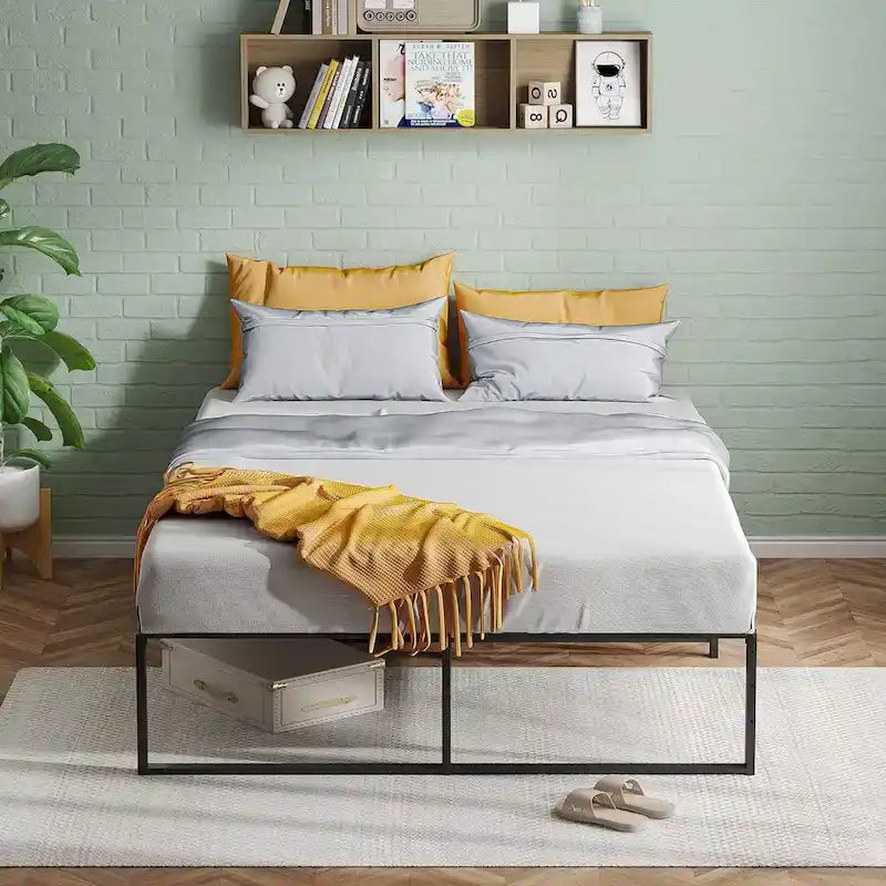 Heavy-Duty Metal Platform Bed Frame, Black, Modern Style – Twin / Full / Queen