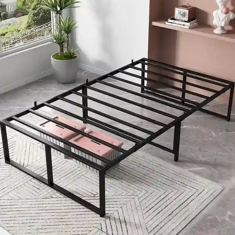 Heavy-Duty Metal Platform Bed Frame, Black, Modern Style – Twin / Full / Queen