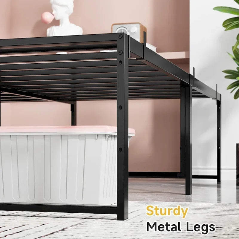 Heavy-Duty Metal Platform Bed Frame, Black, Modern Style – Twin / Full / Queen