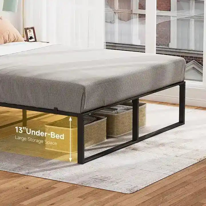 Heavy-Duty Metal Platform Bed Frame, Black, Modern Style – Twin / Full / Queen