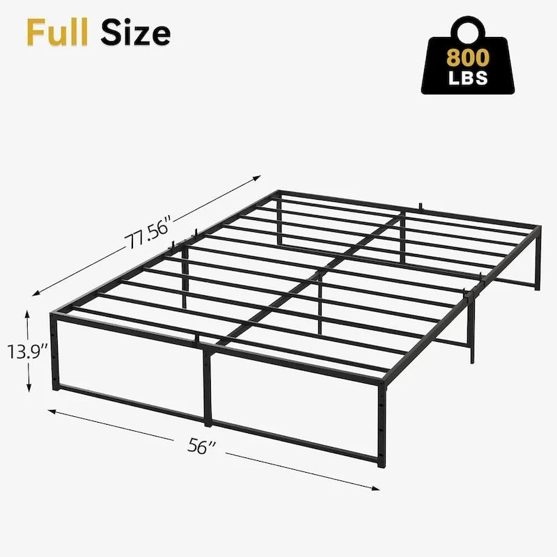 Heavy-Duty Metal Platform Bed Frame, Black, Modern Style – Twin / Full / Queen
