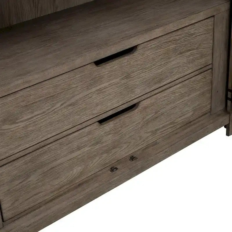 2-Door Armoire with X-Panel Design, 2 Drawers & Adjustable Shelves, Cobblestone Brown, Rustic Style