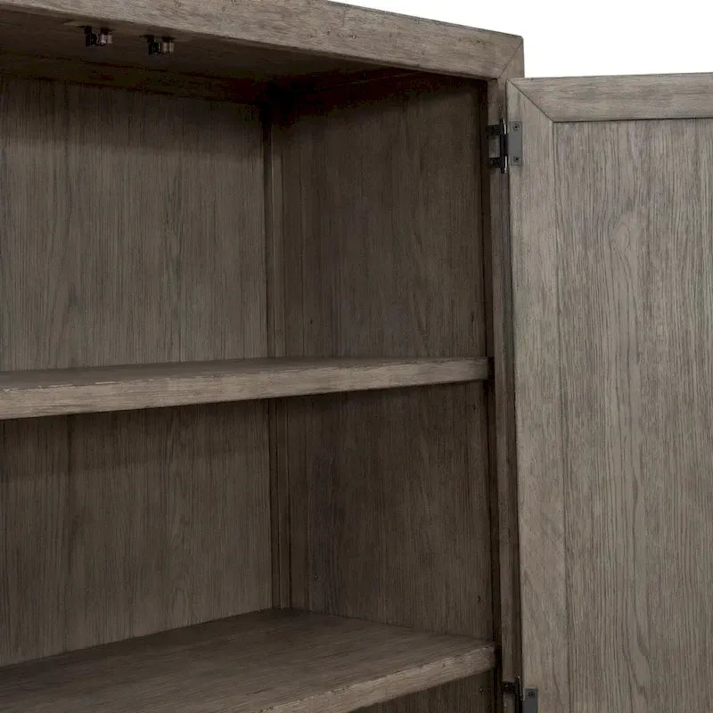 2-Door Armoire with X-Panel Design, 2 Drawers & Adjustable Shelves, Cobblestone Brown, Rustic Style