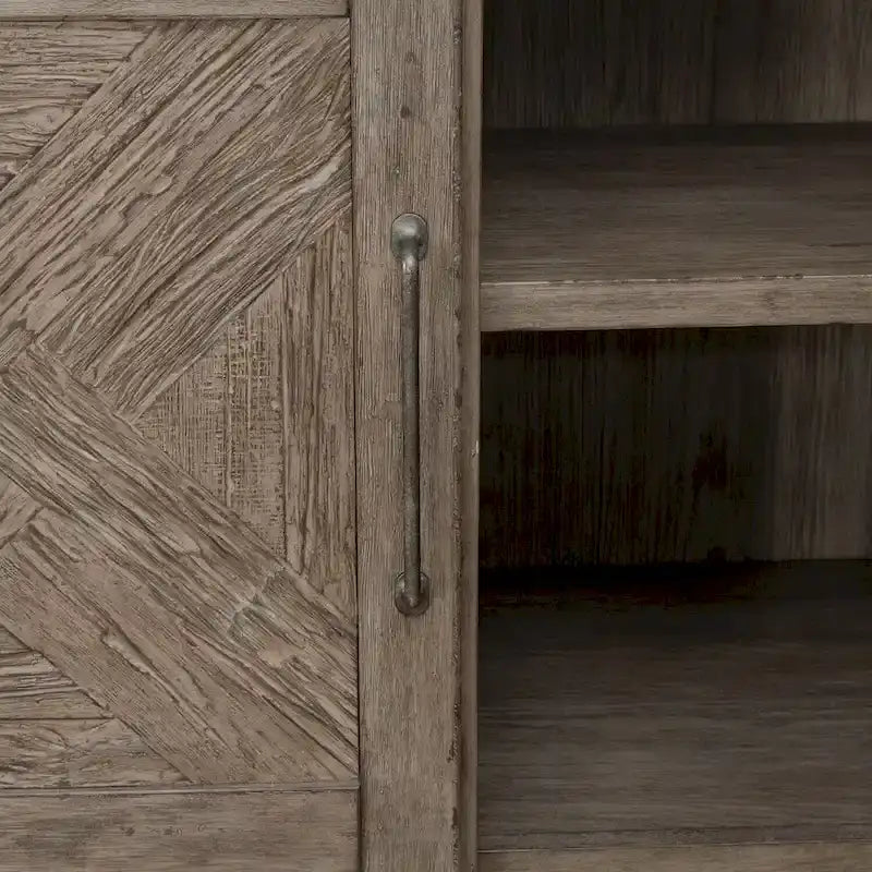 2-Door Armoire with X-Panel Design, 2 Drawers & Adjustable Shelves, Cobblestone Brown, Rustic Style