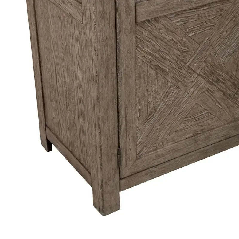 2-Door Armoire with X-Panel Design, 2 Drawers & Adjustable Shelves, Cobblestone Brown, Rustic Style