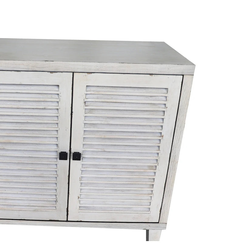 4-Shutter Door Sideboard Buffet Cabinet, Natural Wood Wash, Farmhouse Style