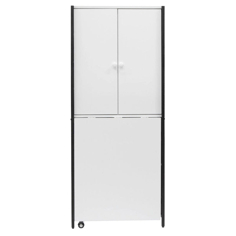 Craft Armoire with Fold-Out Desktop & Interior Shelves, White, Modern Style