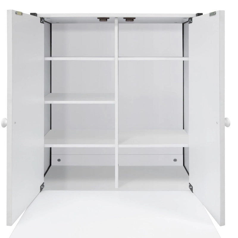 Craft Armoire with Fold-Out Desktop & Interior Shelves, White, Modern Style