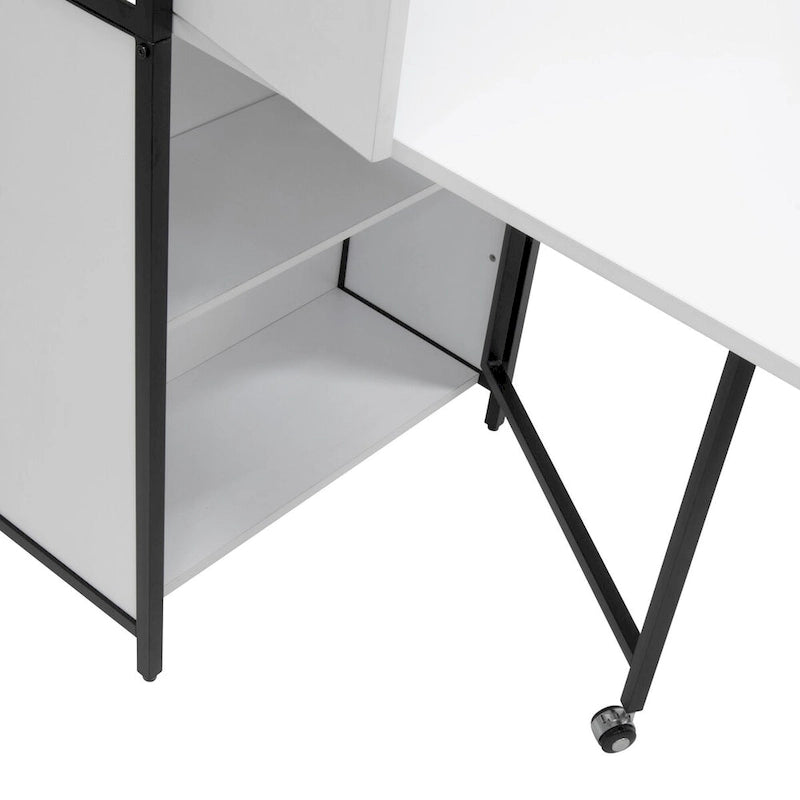 Craft Armoire with Fold-Out Desktop & Interior Shelves, White, Modern Style