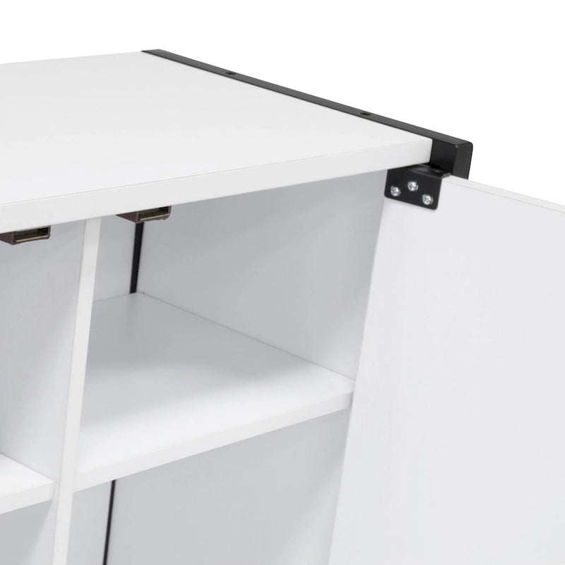 Craft Armoire with Fold-Out Desktop & Interior Shelves, White, Modern Style
