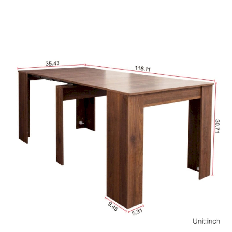 Extendable Console Dining Table, Dark Marble / Walnut, Seats 4–8, Modern Style