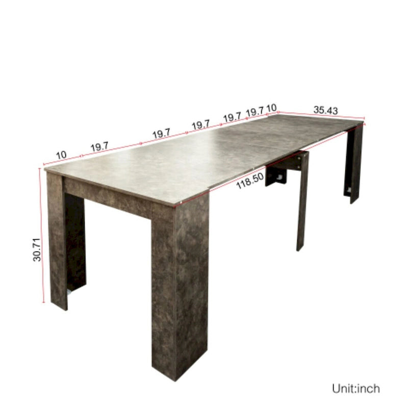 Extendable Console Dining Table, Dark Marble / Walnut, Seats 4–8, Modern Style
