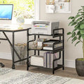 3-Tier Metal Printer Stand & Storage Shelf, Black / White / Brown, Industrial Style