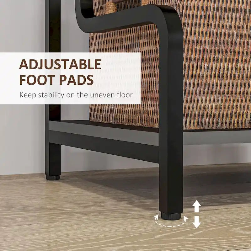 3-Tier Metal Printer Stand & Storage Shelf, Black / White / Brown, Industrial Style