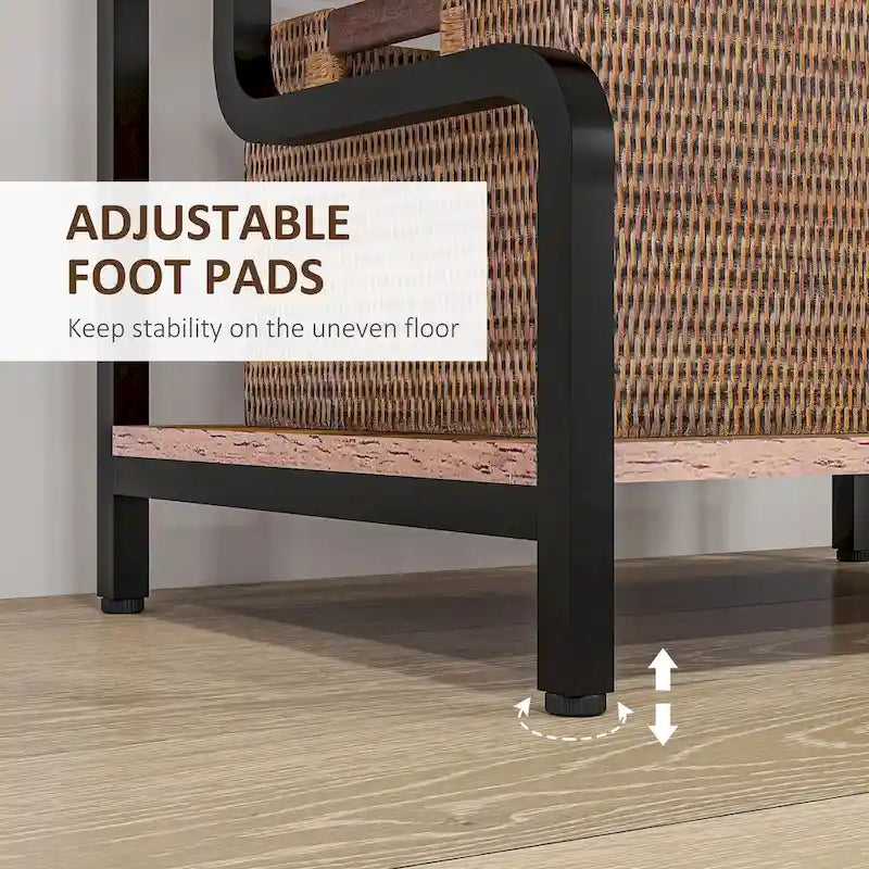 3-Tier Metal Printer Stand & Storage Shelf, Black / White / Brown, Industrial Style