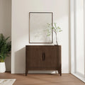 Solid Wood 2-Door Sideboard Buffet Cabinet, Walnut Brown, Mid-Century Modern Style