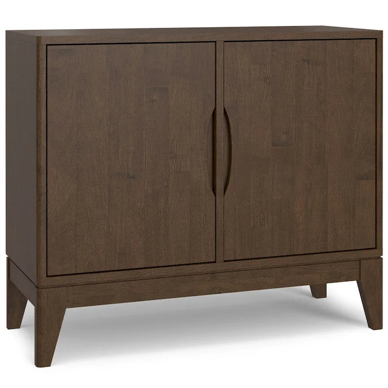 Solid Wood 2-Door Sideboard Buffet Cabinet, Walnut Brown, Mid-Century Modern Style