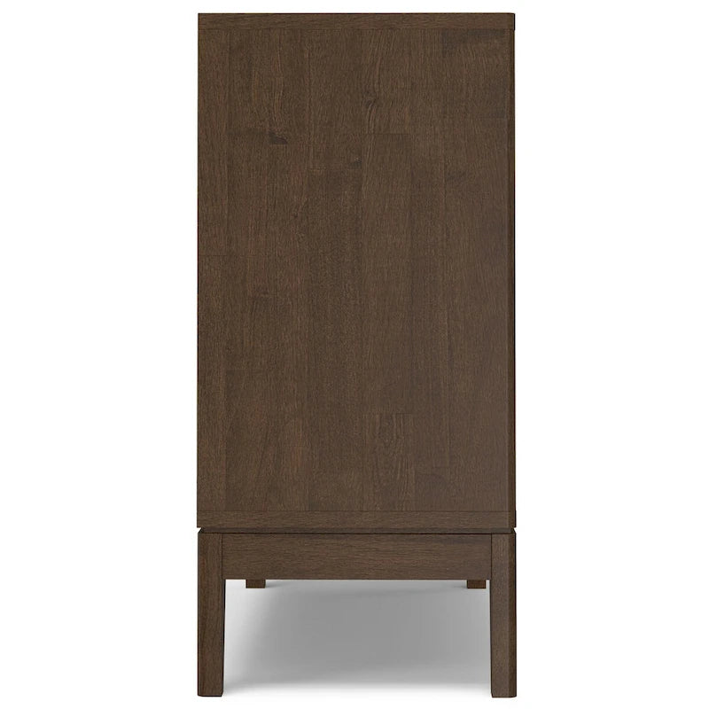 Solid Wood 2-Door Sideboard Buffet Cabinet, Walnut Brown, Mid-Century Modern Style