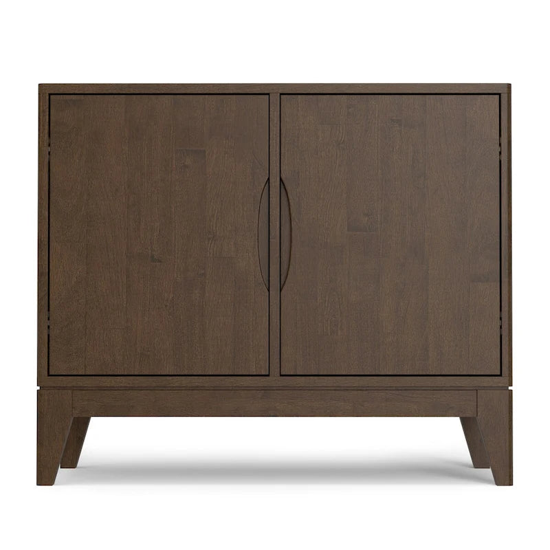Solid Wood 2-Door Sideboard Buffet Cabinet, Walnut Brown, Mid-Century Modern Style