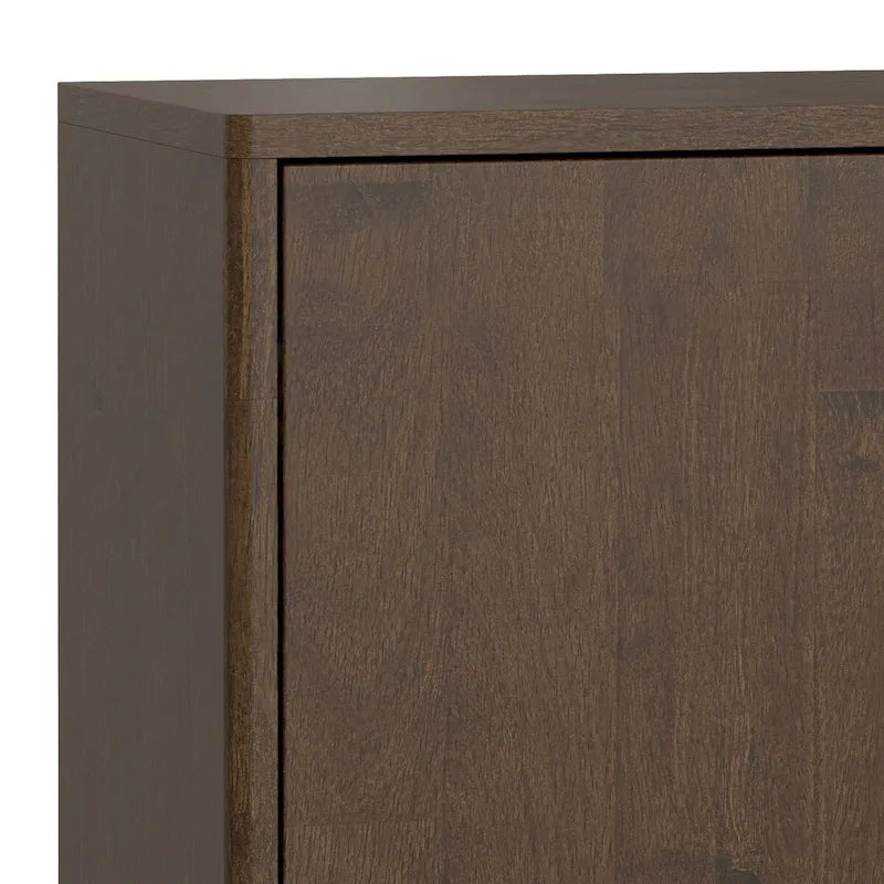 Solid Wood 2-Door Sideboard Buffet Cabinet, Walnut Brown, Mid-Century Modern Style