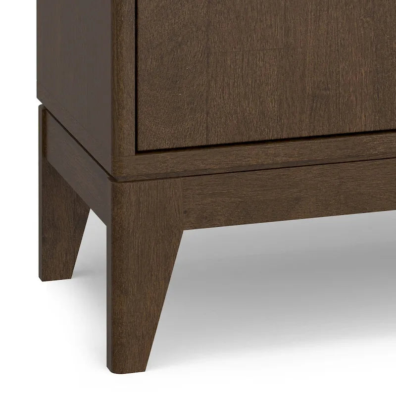 Solid Wood 2-Door Sideboard Buffet Cabinet, Walnut Brown, Mid-Century Modern Style